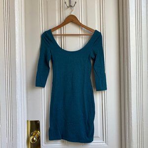 H&M Teal Scoop Neck Body con Dress